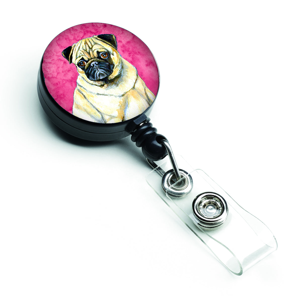 Pink Pug Retractable Badge Reel LH9387PKBR