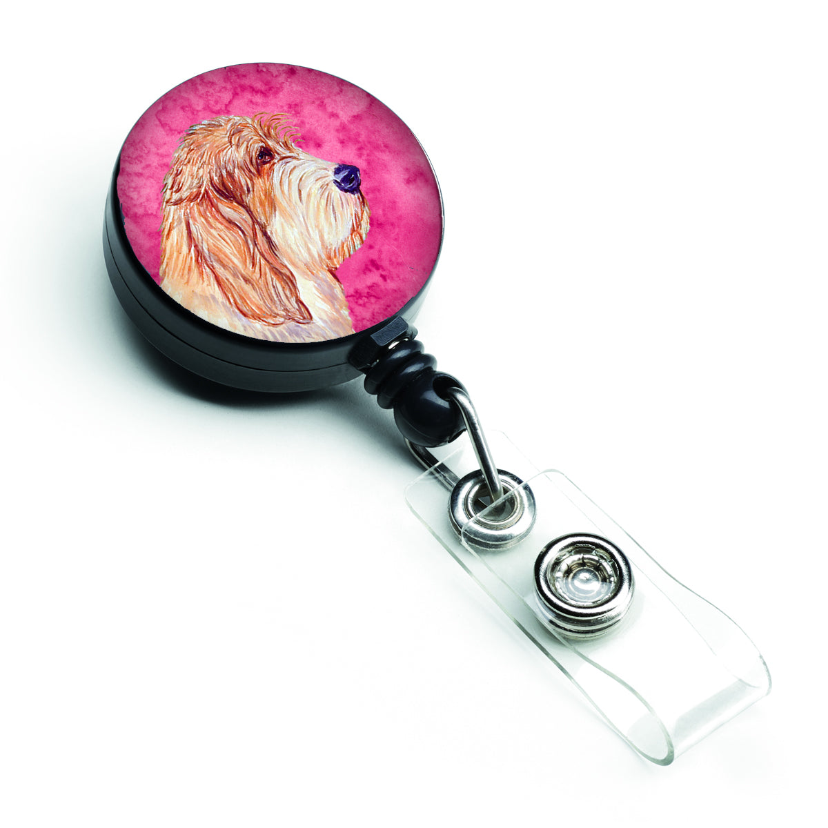 Pink Petit Basset Griffon Vendeen PBGV Retractable Badge Reel LH9397PKBR