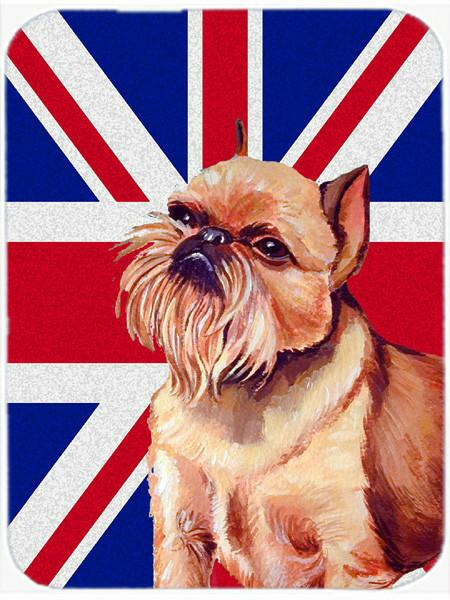 Brussels Griffon with English Union Jack British Flag Glass Cutting Board Large Size LH9466LCB by Caroline's Treasures