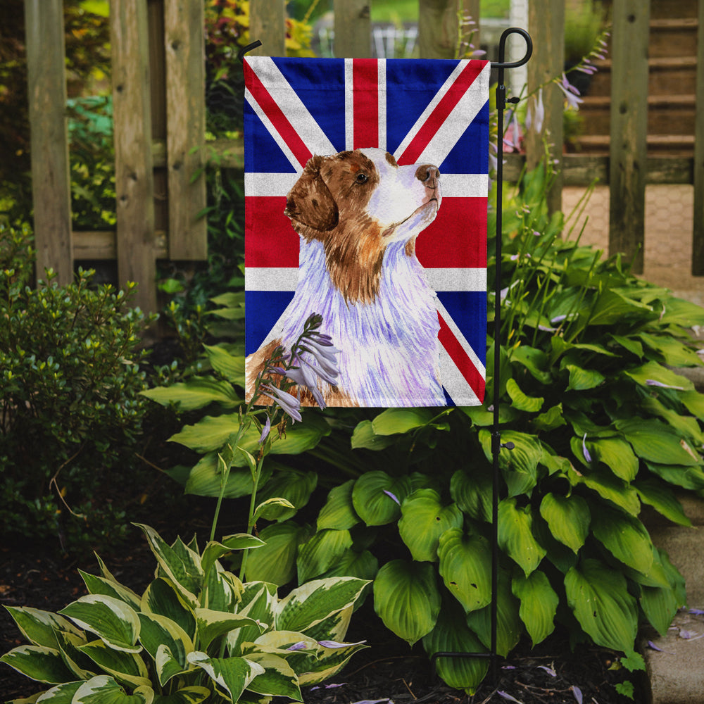 Australian Shepherd with English Union Jack British Flag Flag Garden Size