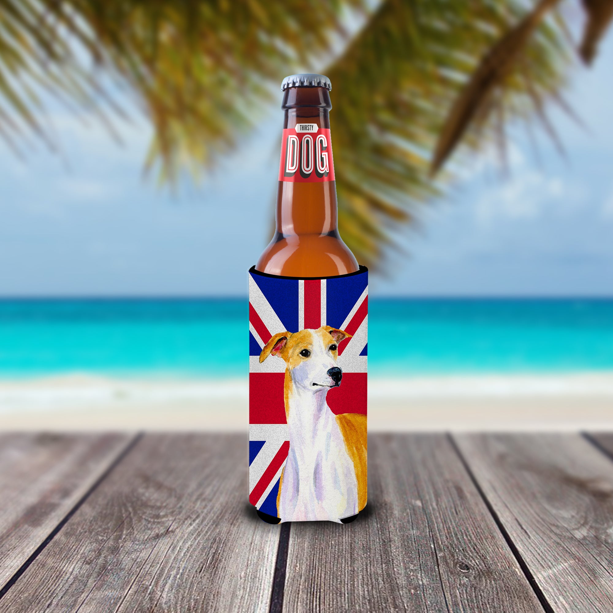 Whippet with English Union Jack British Flag Ultra Beverage Insulators for slim cans LH9480MUK