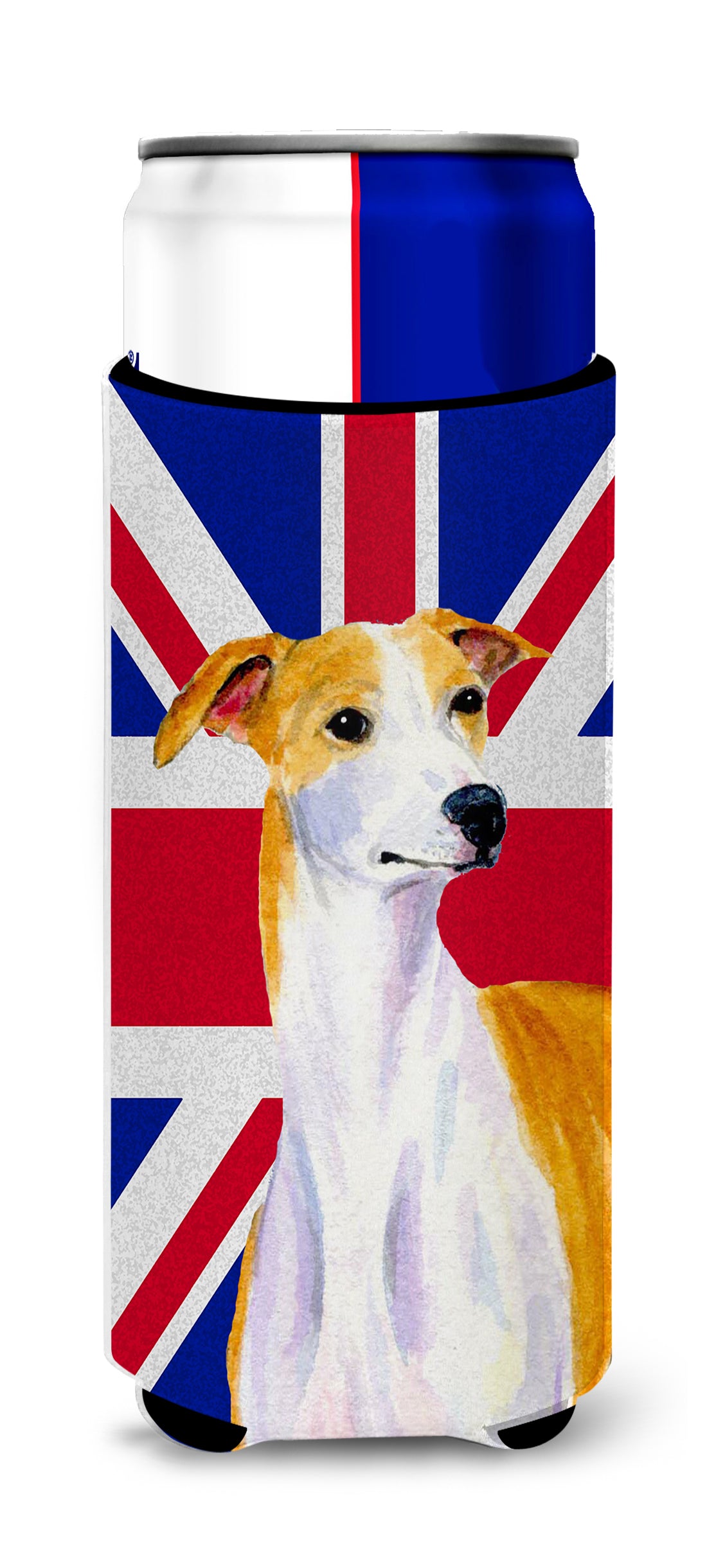 Whippet with English Union Jack British Flag Ultra Beverage Insulators for slim cans LH9480MUK.