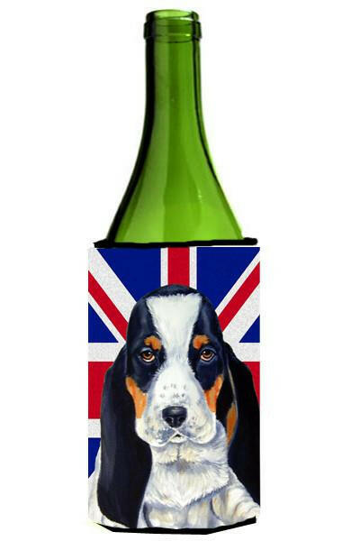 Basset Hound with English Union Jack British Flag Wine Bottle Beverage Insulator Hugger LH9481LITERK by Caroline's Treasures