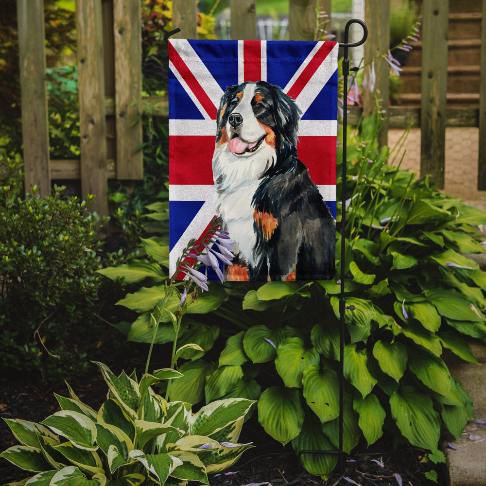 Bernese Mountain Dog with English Union Jack British Flag Flag Garden Size