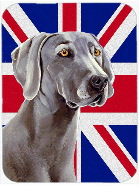 Weimaraner with English Union Jack British Flag Glass Cutting Board Large Size LH9493LCB by Caroline's Treasures