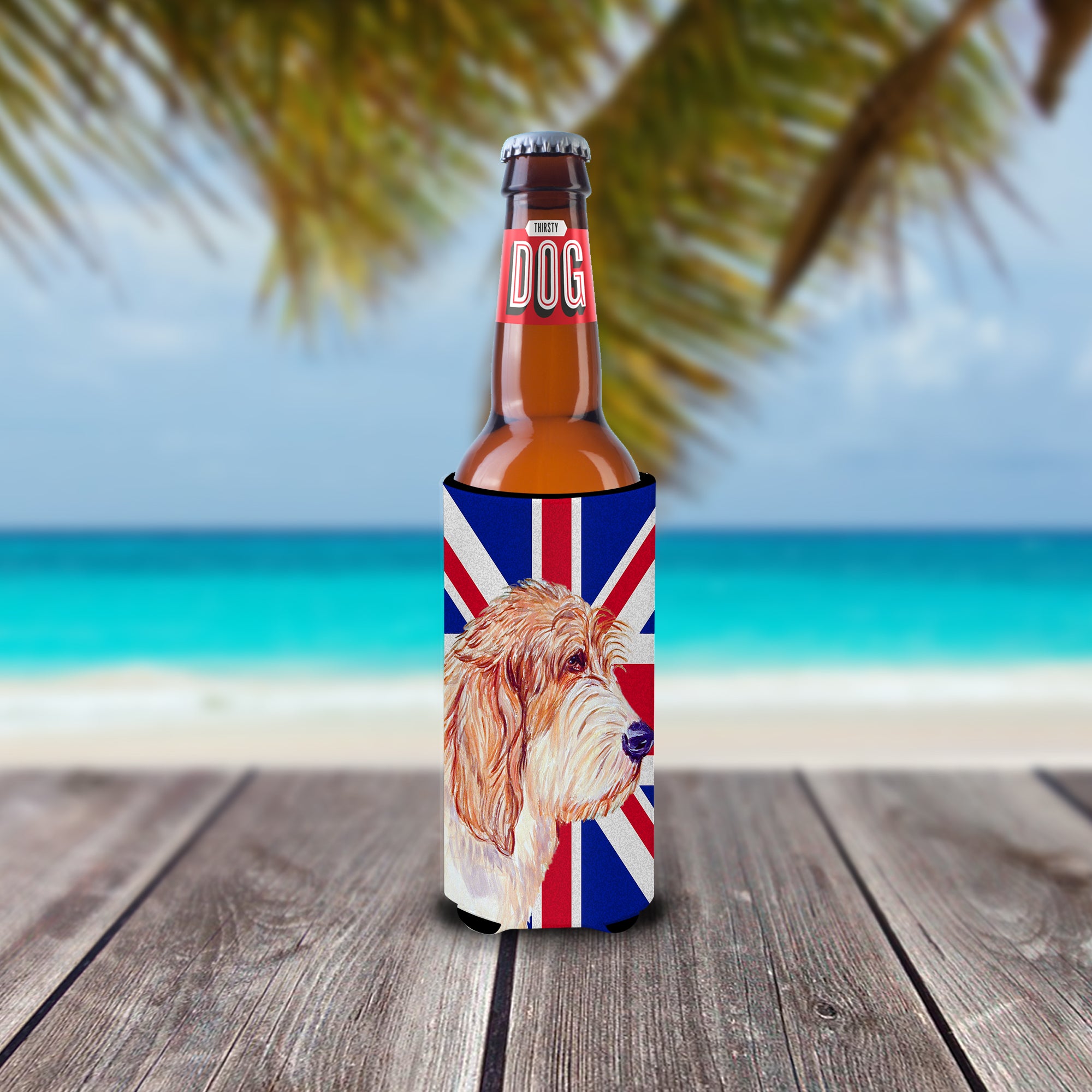 Petit Basset Griffon Vendeen PBGV with English Union Jack British Flag Ultra Beverage Insulators for slim cans LH9496MUK