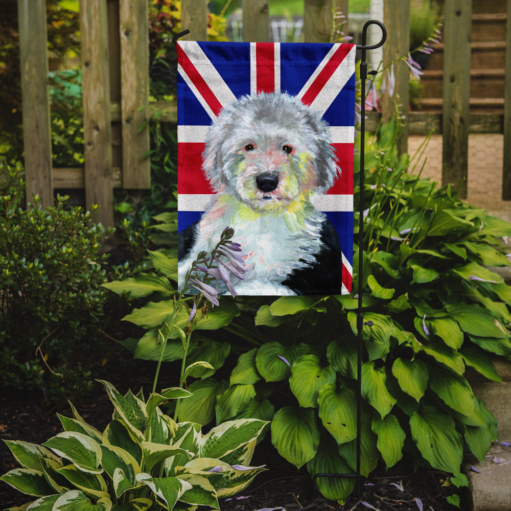 Old English Sheepdog with English Union Jack British Flag Flag Garden Size LH9497GF