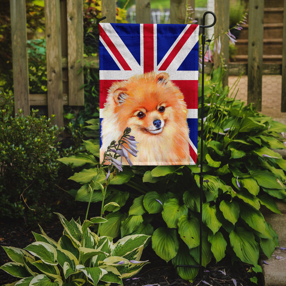 Pomeranian with English Union Jack British Flag Flag Garden Size