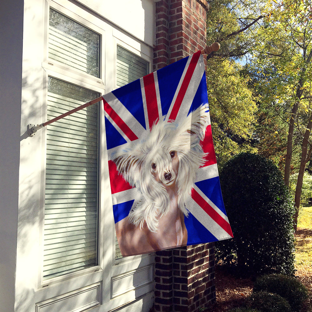 Chinese Crested with English Union Jack British Flag Flag Canvas House Size LH9501CHF