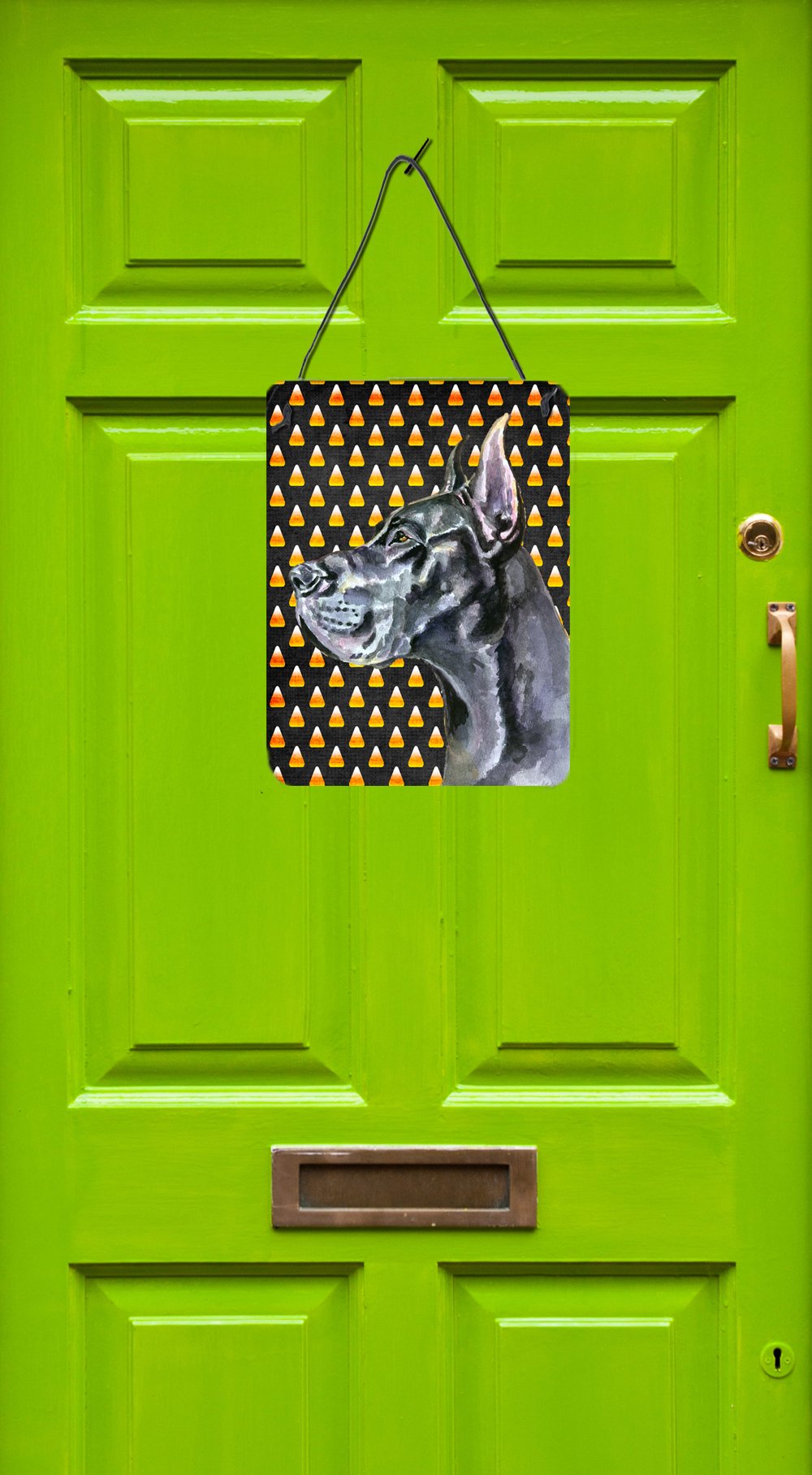 Black Great Dane Candy Corn Halloween Wall or Door Hanging Prints LH9550DS1216 by Caroline's Treasures