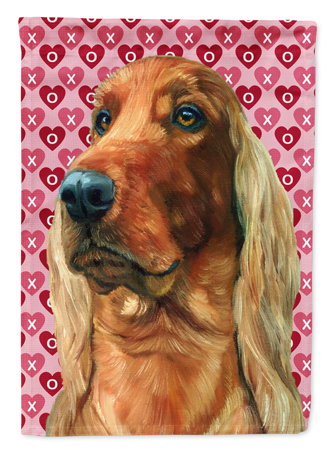 Irish Setter Hearts Love and Valentine's Day Flag Canvas House Size LH9562CHF