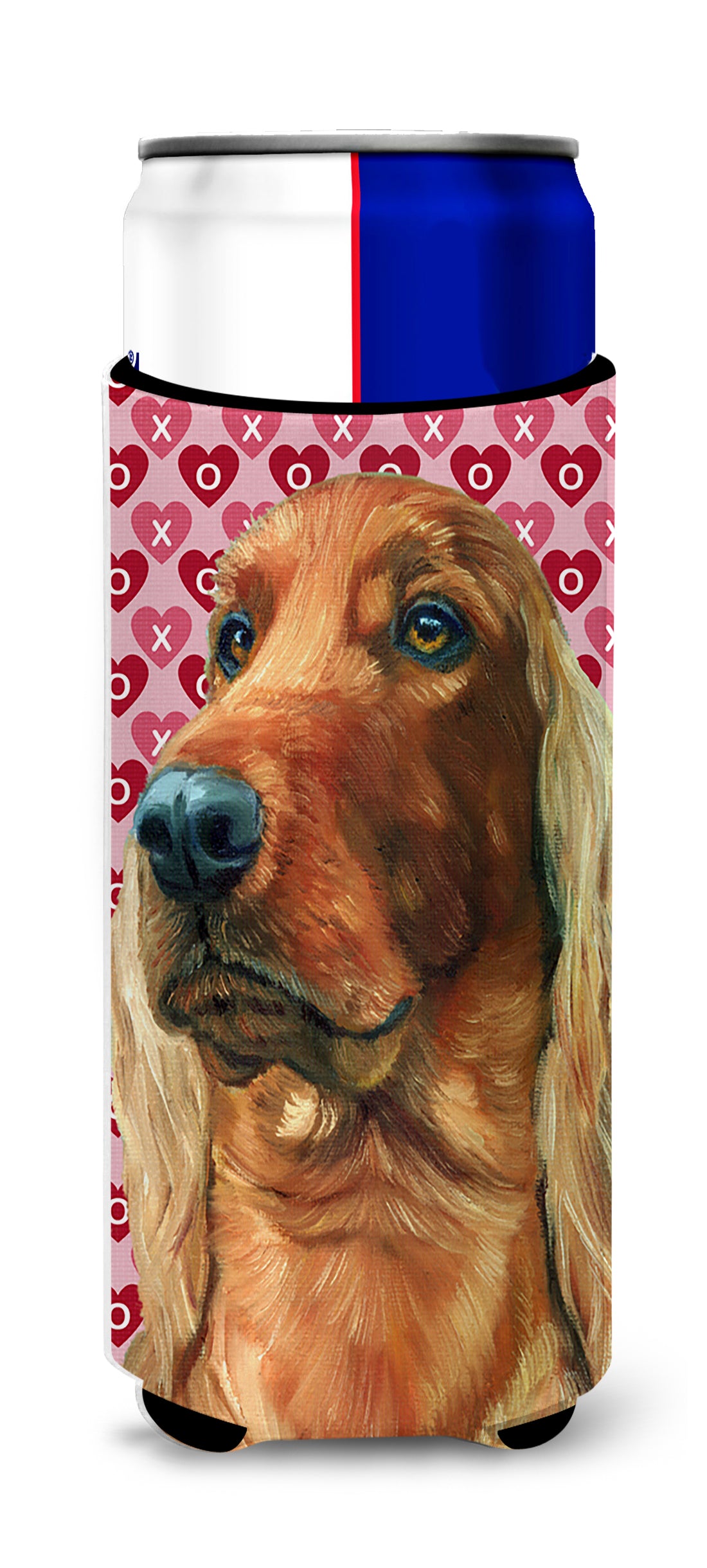 Irish Setter Hearts Love and Valentine&#39;s Day Ultra Beverage Insulators for slim cans LH9562MUK  the-store.com.