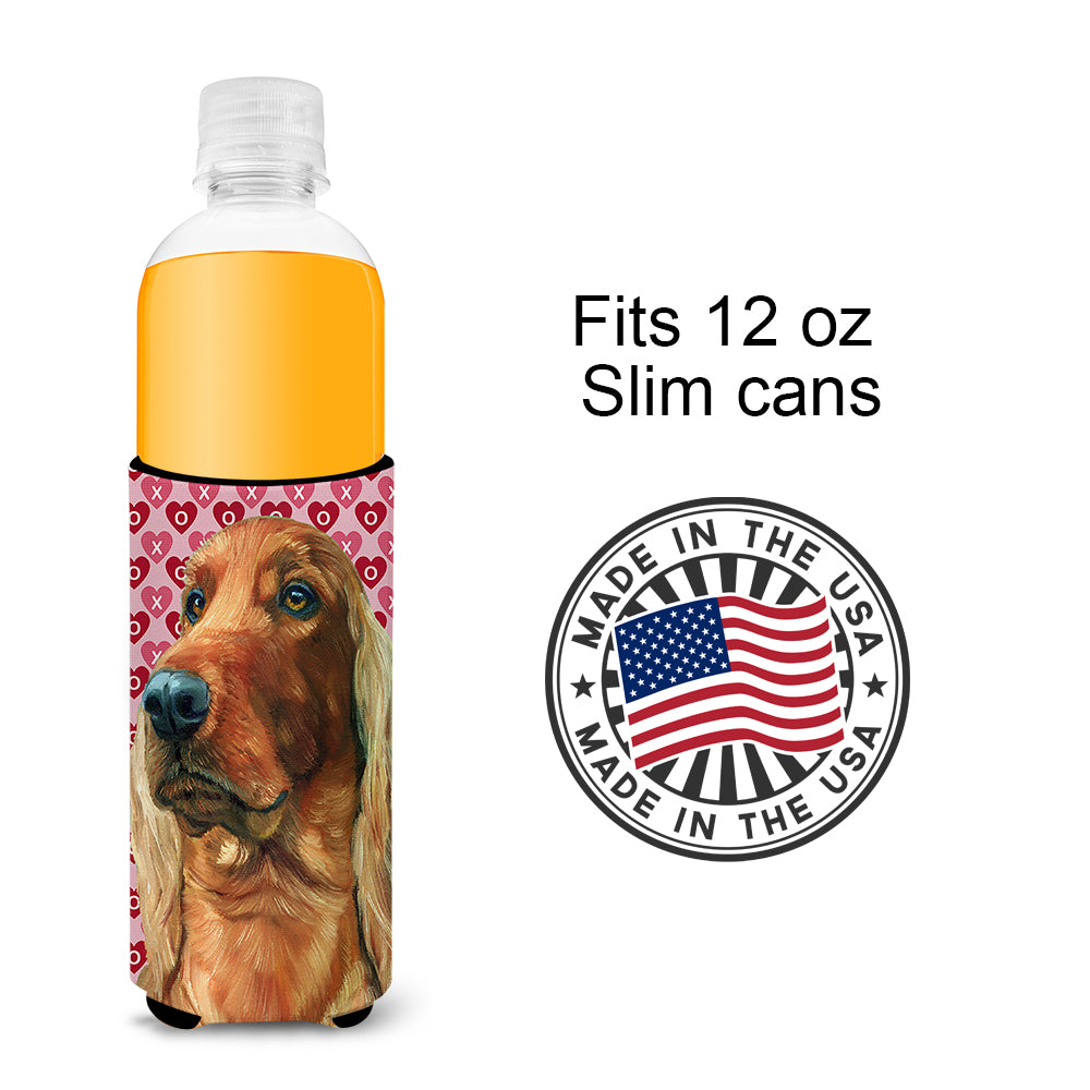 Irish Setter Hearts Love and Valentine's Day Ultra Beverage Insulators for slim cans LH9562MUK  the-store.com.