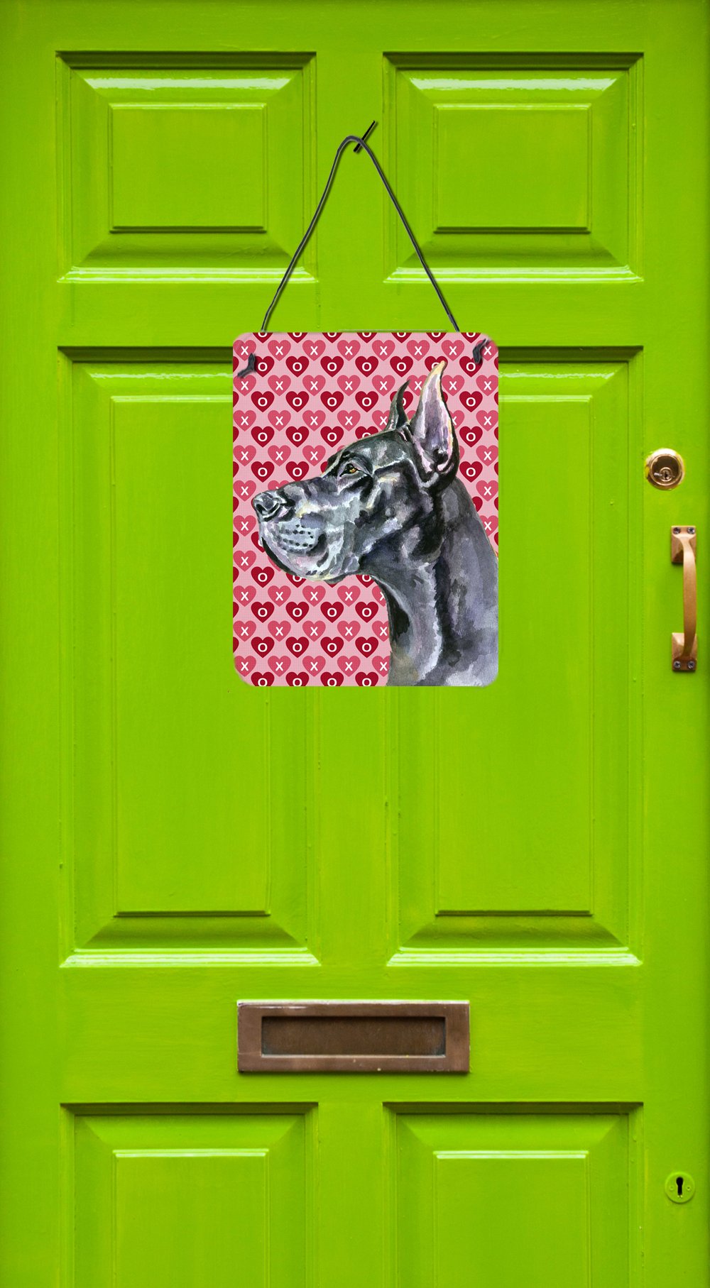 Black Great Dane Hearts Love and Valentine's Day Wall or Door Hanging Prints LH9564DS1216 by Caroline's Treasures