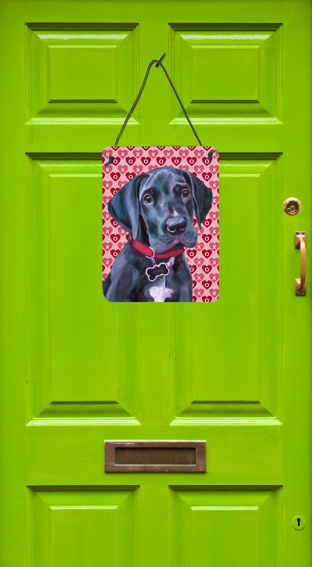Black Great Dane Puppy Hearts Love and Valentine's Day Wall or Door Hanging Prints LH9565DS1216 by Caroline's Treasures