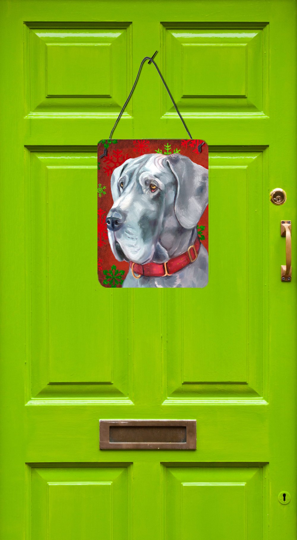Great Dane Red Snowflakes Holiday Christmas Wall or Door Hanging Prints LH9577DS1216 by Caroline's Treasures