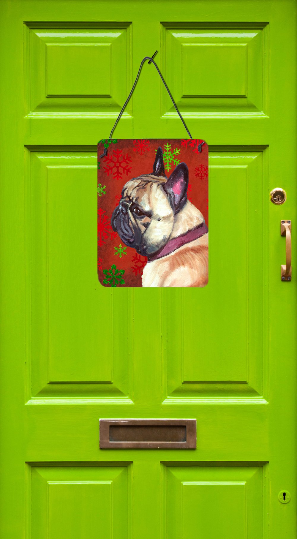 French Bulldog Frenchie Red Snowflakes Holiday Christmas Wall or Door Hanging Prints LH9580DS1216 by Caroline's Treasures