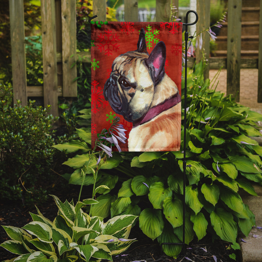 French Bulldog Frenchie Red Snowflakes Holiday Christmas Flag Garden Size LH9580GF