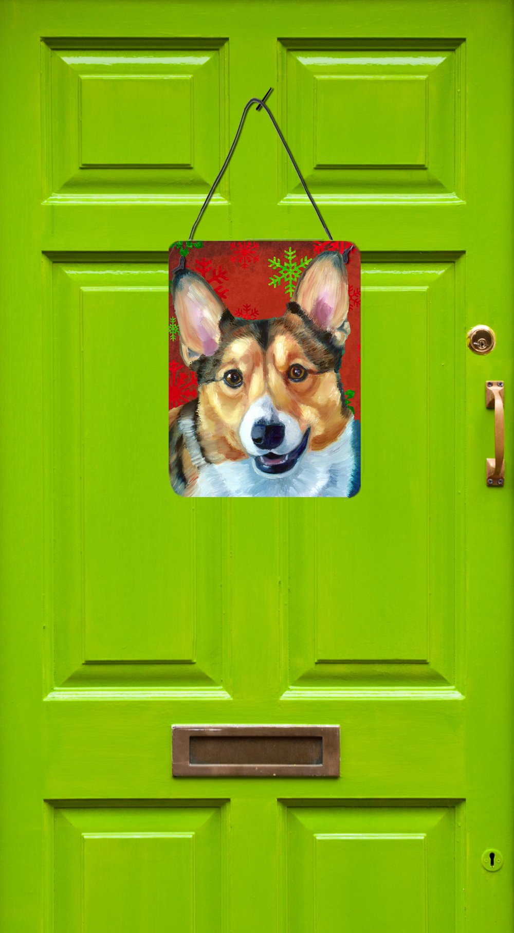 Corgi Red Snowflakes Holiday Christmas Wall or Door Hanging Prints LH9581DS1216 by Caroline's Treasures