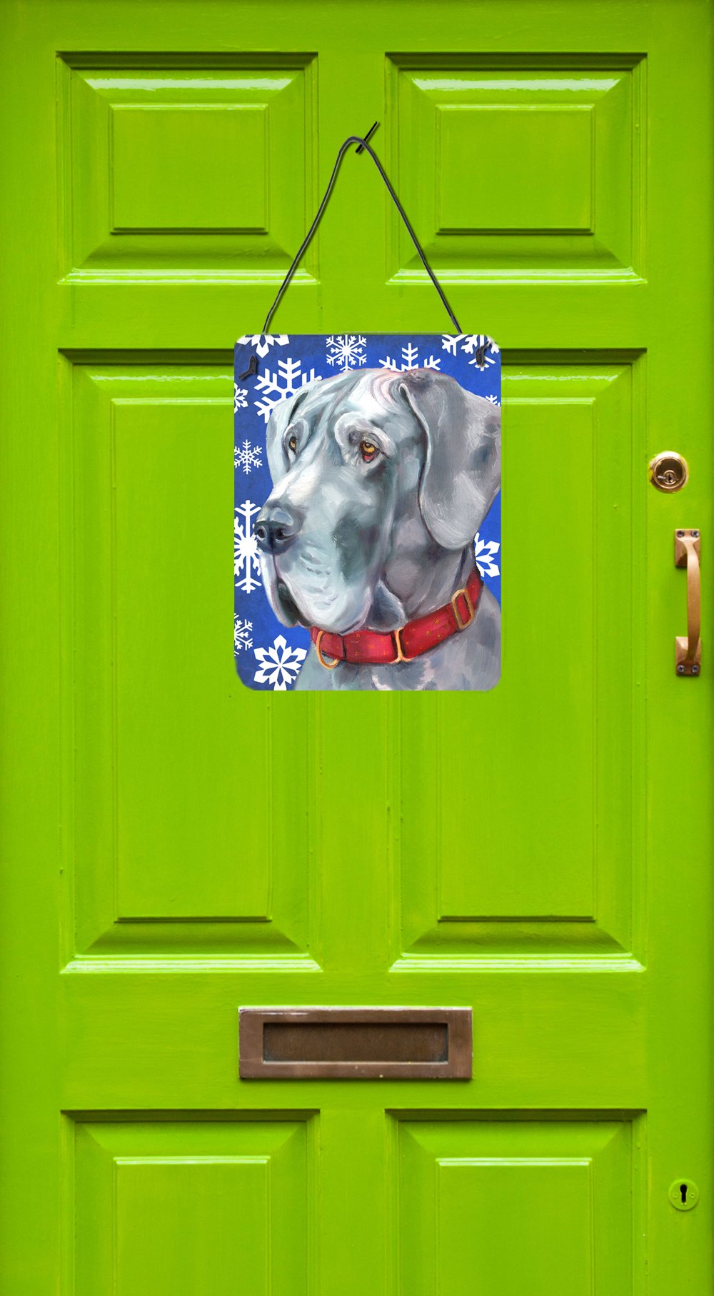 Great Dane Winter Snowflakes Holiday Wall or Door Hanging Prints LH9584DS1216 by Caroline's Treasures