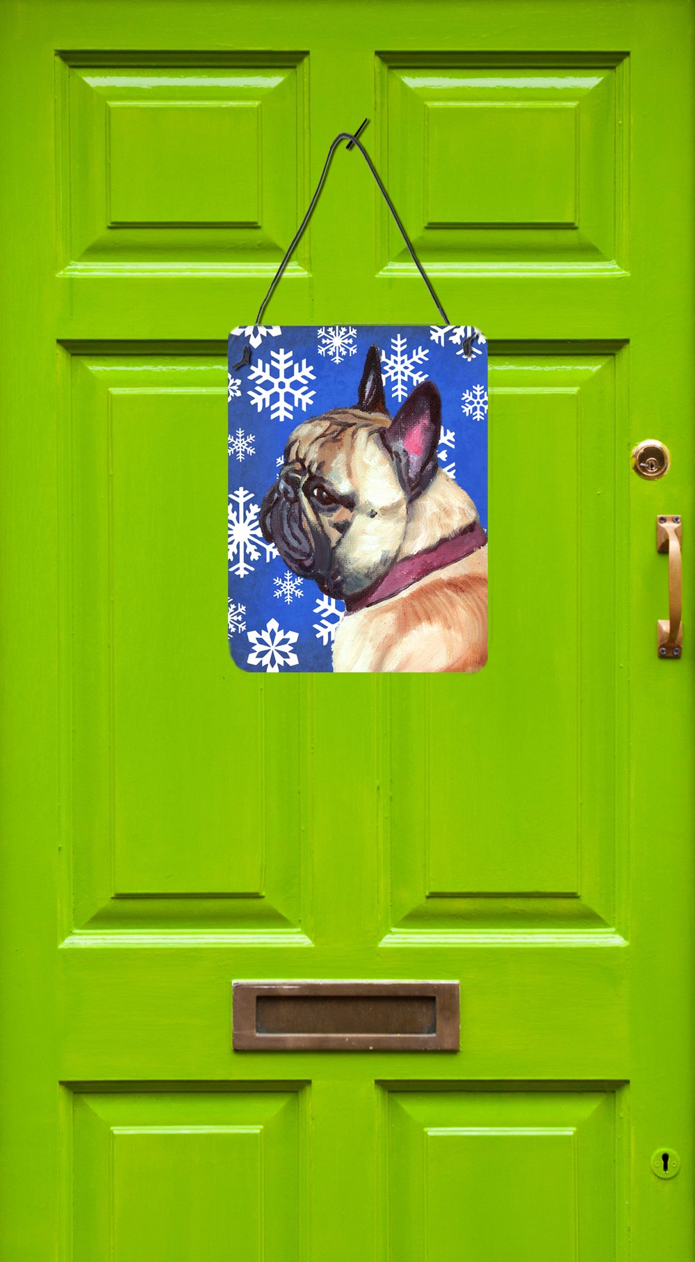 French Bulldog Frenchie Winter Snowflakes Holiday Wall or Door Hanging Prints LH9587DS1216 by Caroline's Treasures