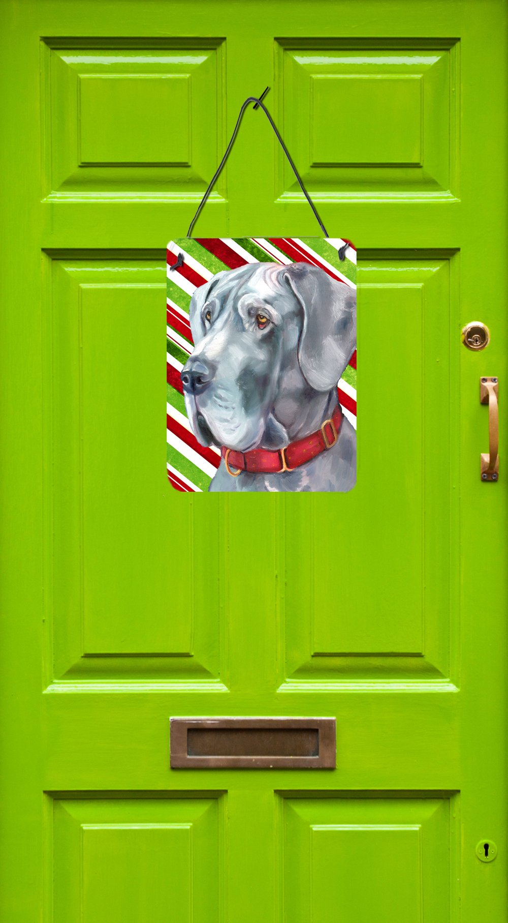 Great Dane Candy Cane Holiday Christmas Wall or Door Hanging Prints LH9591DS1216 by Caroline's Treasures