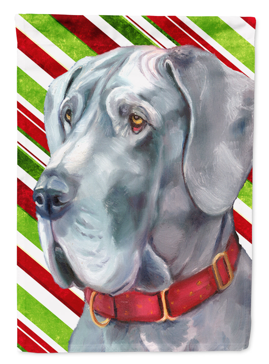 Great Dane Candy Cane Holiday Christmas Flag Garden Size