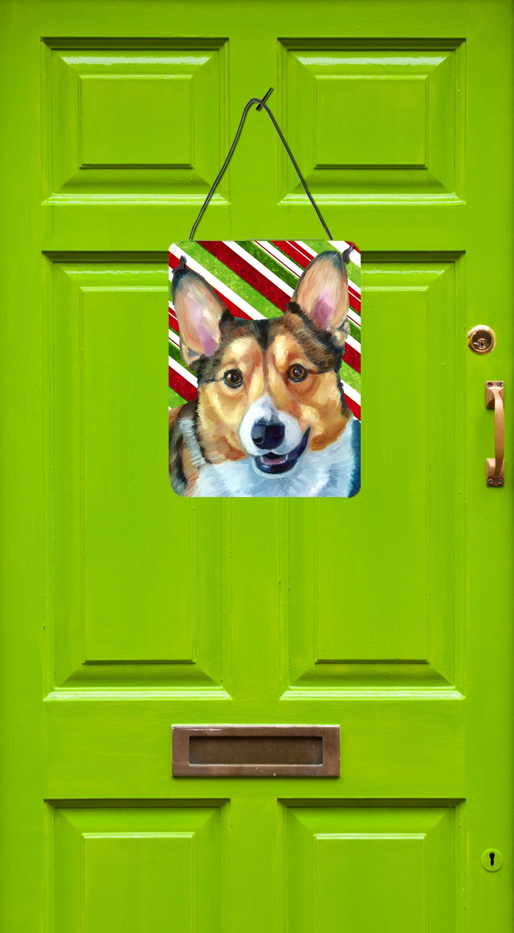 Corgi Candy Cane Holiday Christmas Wall or Door Hanging Prints LH9595DS1216 by Caroline's Treasures
