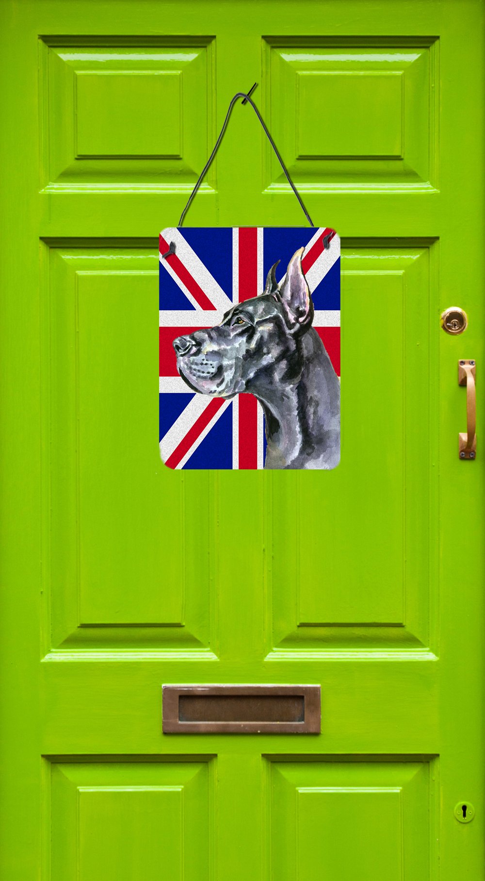 Black Great Dane with English Union Jack British Flag Wall or Door Hanging Prints LH9599DS1216 by Caroline's Treasures