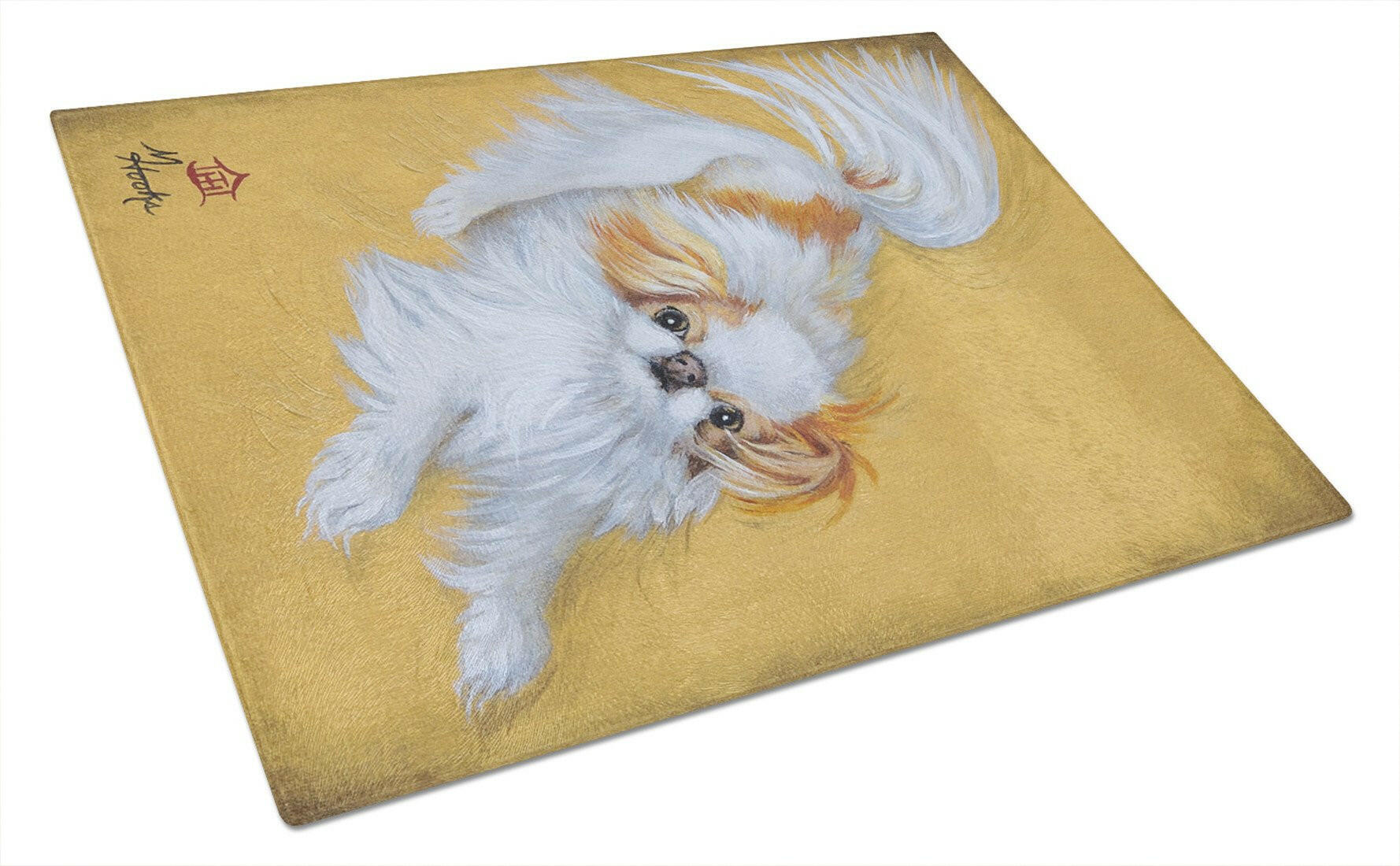 Japanese Chin Red White Play Glass Cutting Board Large MH1033LCB by Caroline's Treasures