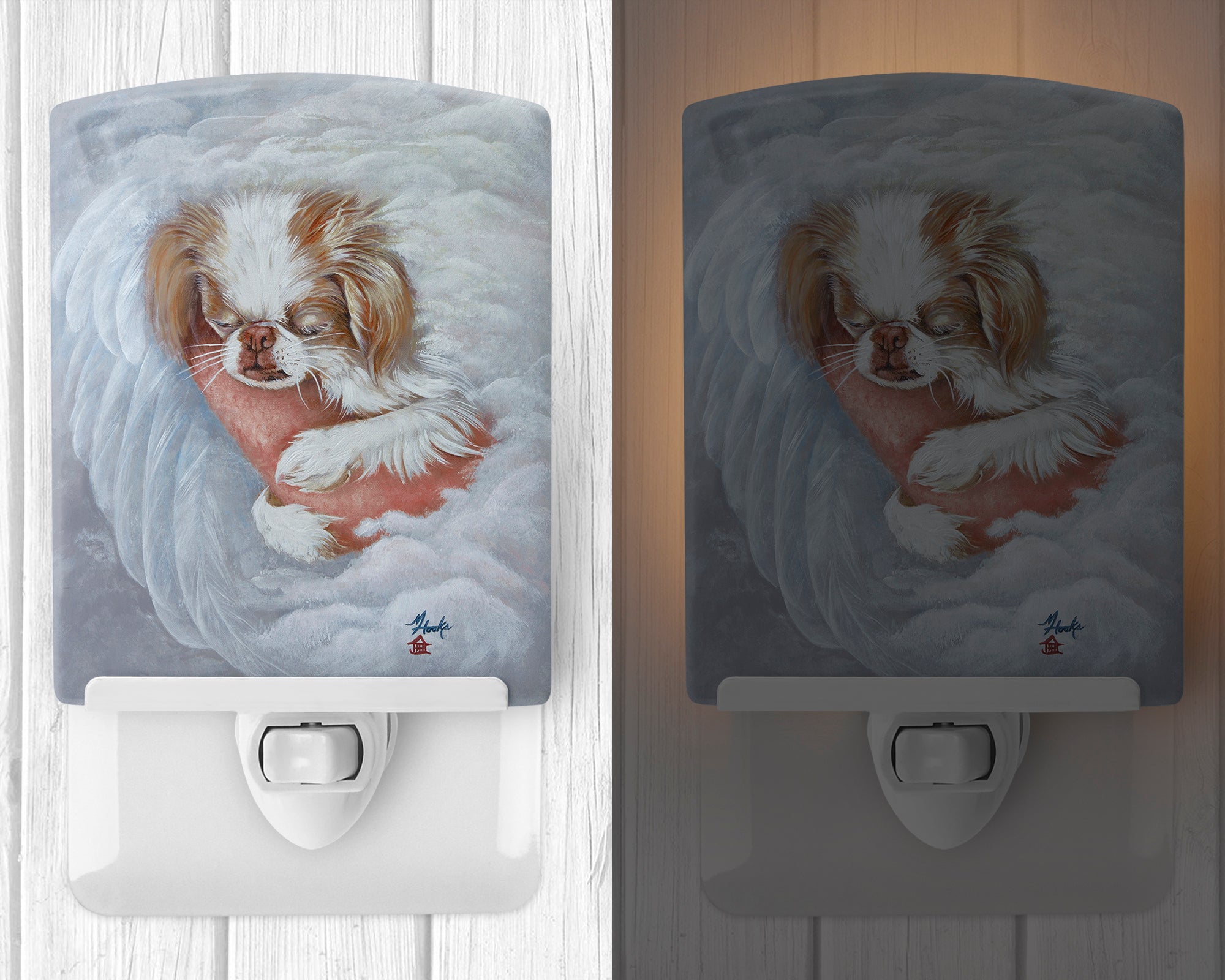 Japanese Chin in an Angels Arms Ceramic Night Light MH1037CNL - the-store.com