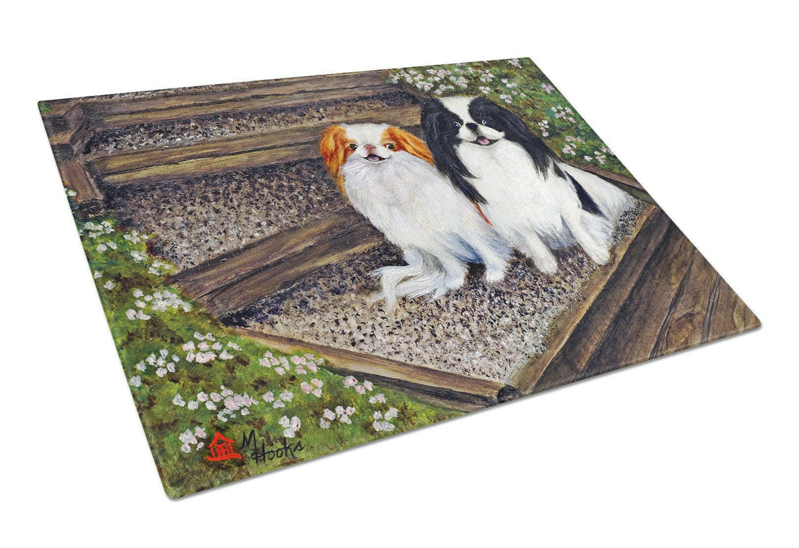 Japanese Chin Daddy's Girls Glass Cutting Board Large MH1047LCB by Caroline's Treasures