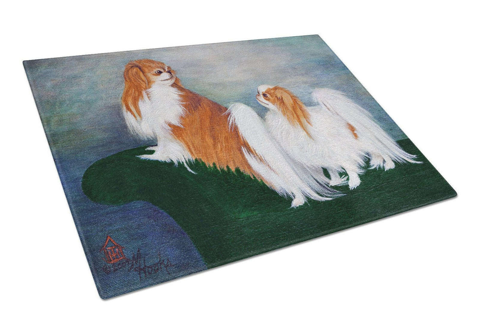 Japanese Chin Standing on my tail Glass Cutting Board Large MH1059LCB by Caroline's Treasures
