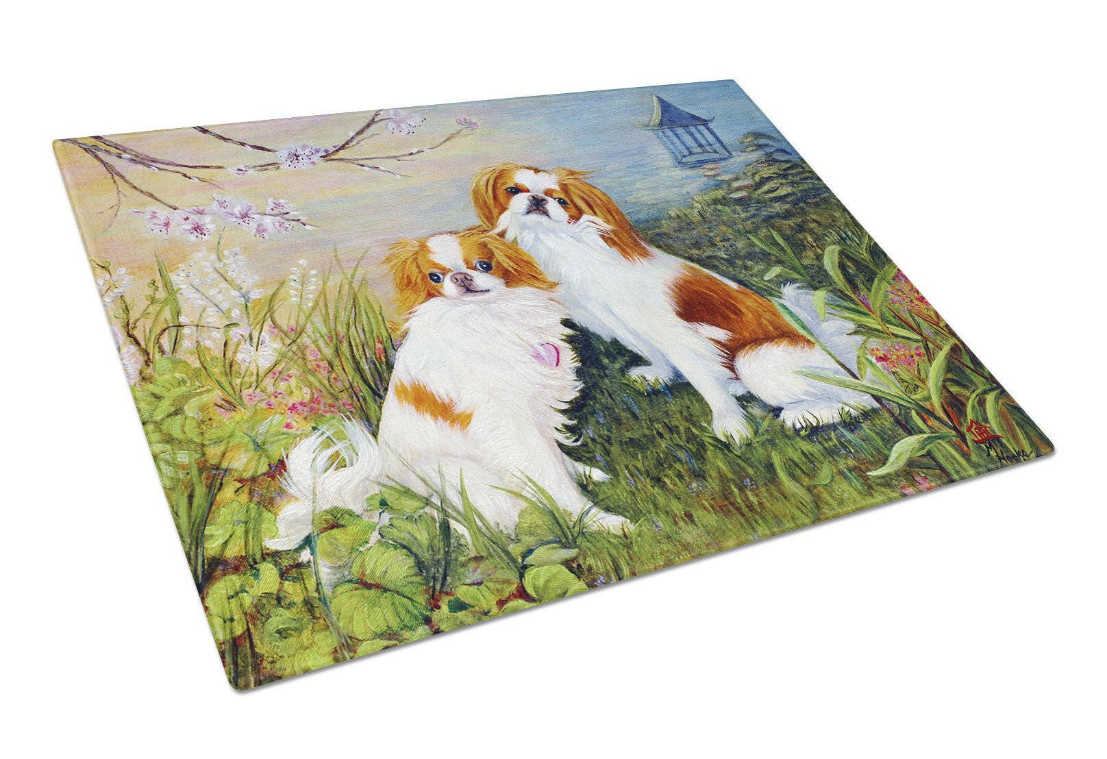 Japanese Chin Wasabi and Ginger Glass Cutting Board Large MH1061LCB by Caroline's Treasures