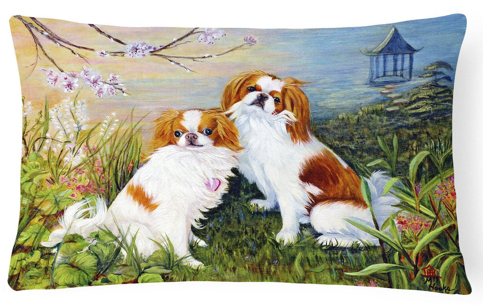 Japanese Chin Wasabi and Ginger Fabric Decorative Pillow MH1061PW1216 by Caroline's Treasures