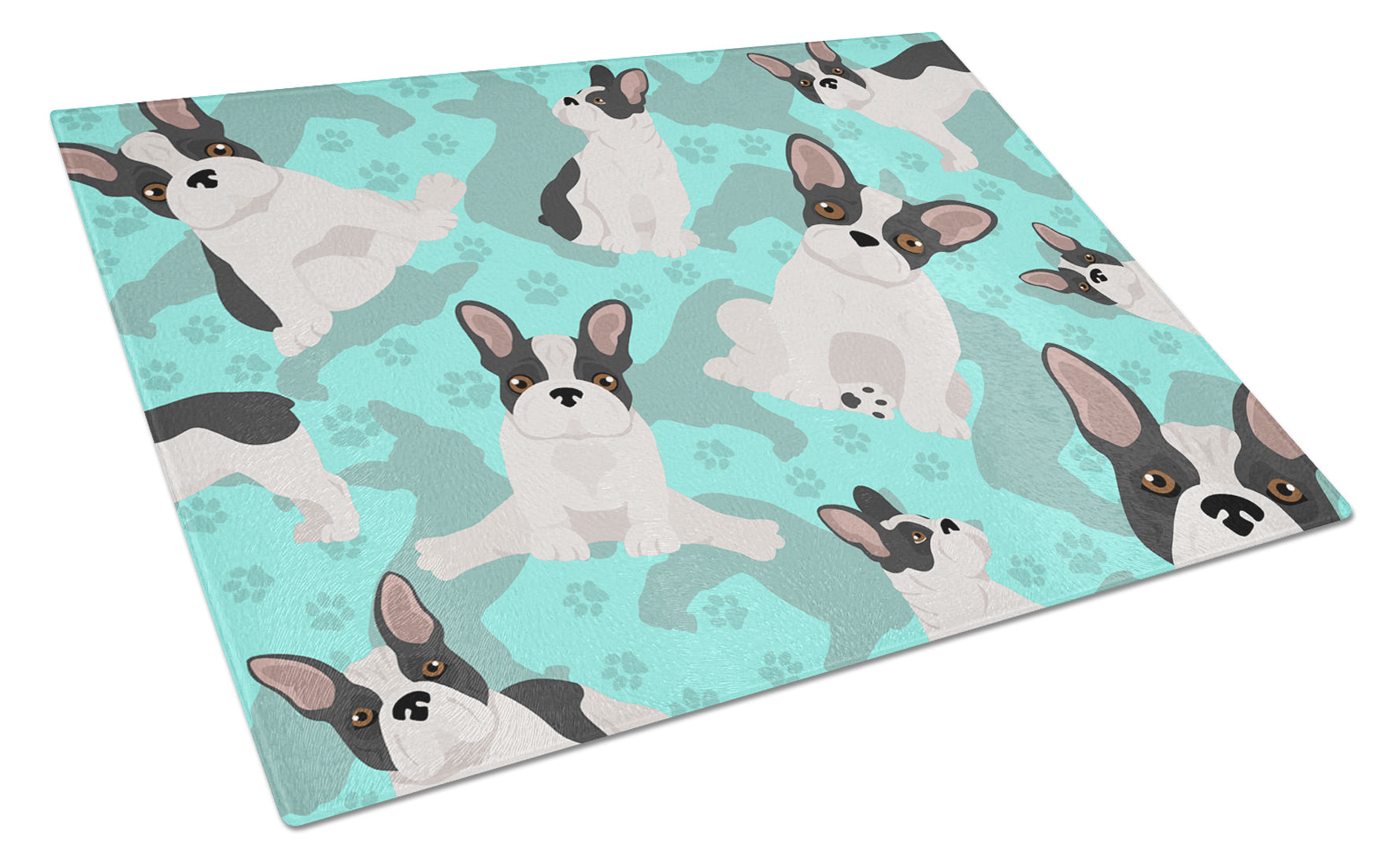 Buy this Black and White French Bulldog Glass Cutting Board Large