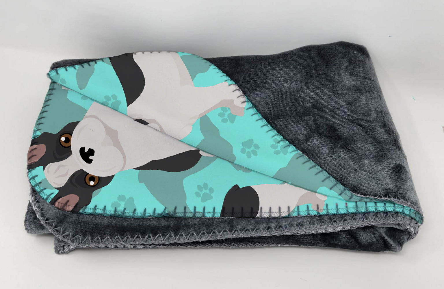 Buy this Black and White French Bulldog Soft Travel Blanket with Bag