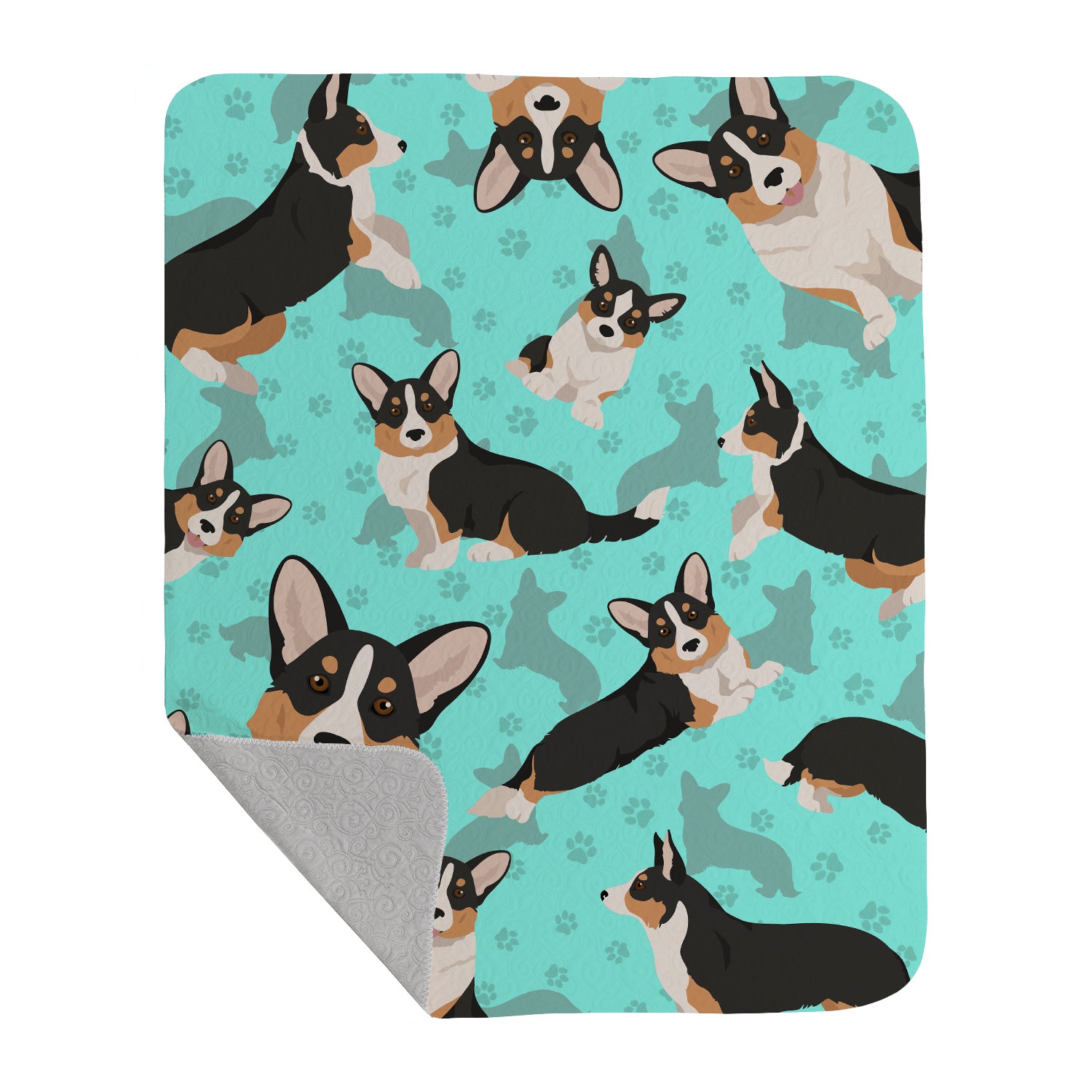 Buy this Tricolor Cardigan Corgi Quilted Blanket 50x60