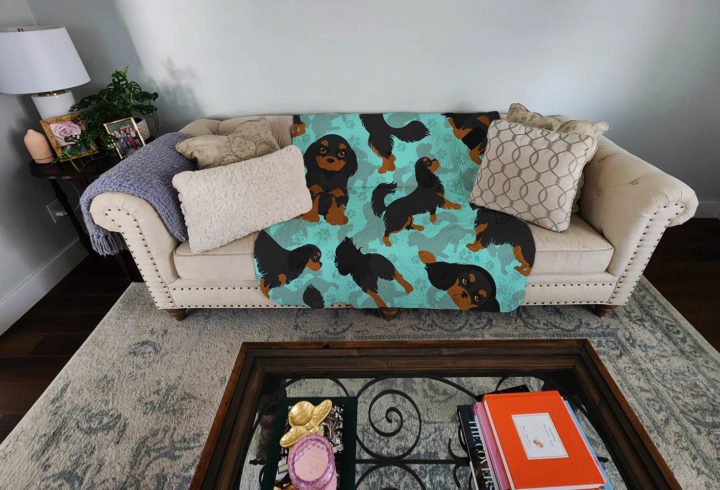 Buy this Black and Tan Cavalier King Charles Spaniel Quilted Blanket 50x60