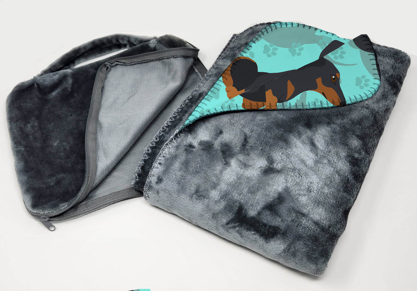 Black and Tan Dachshund Soft Travel Blanket with Bag - the-store.com