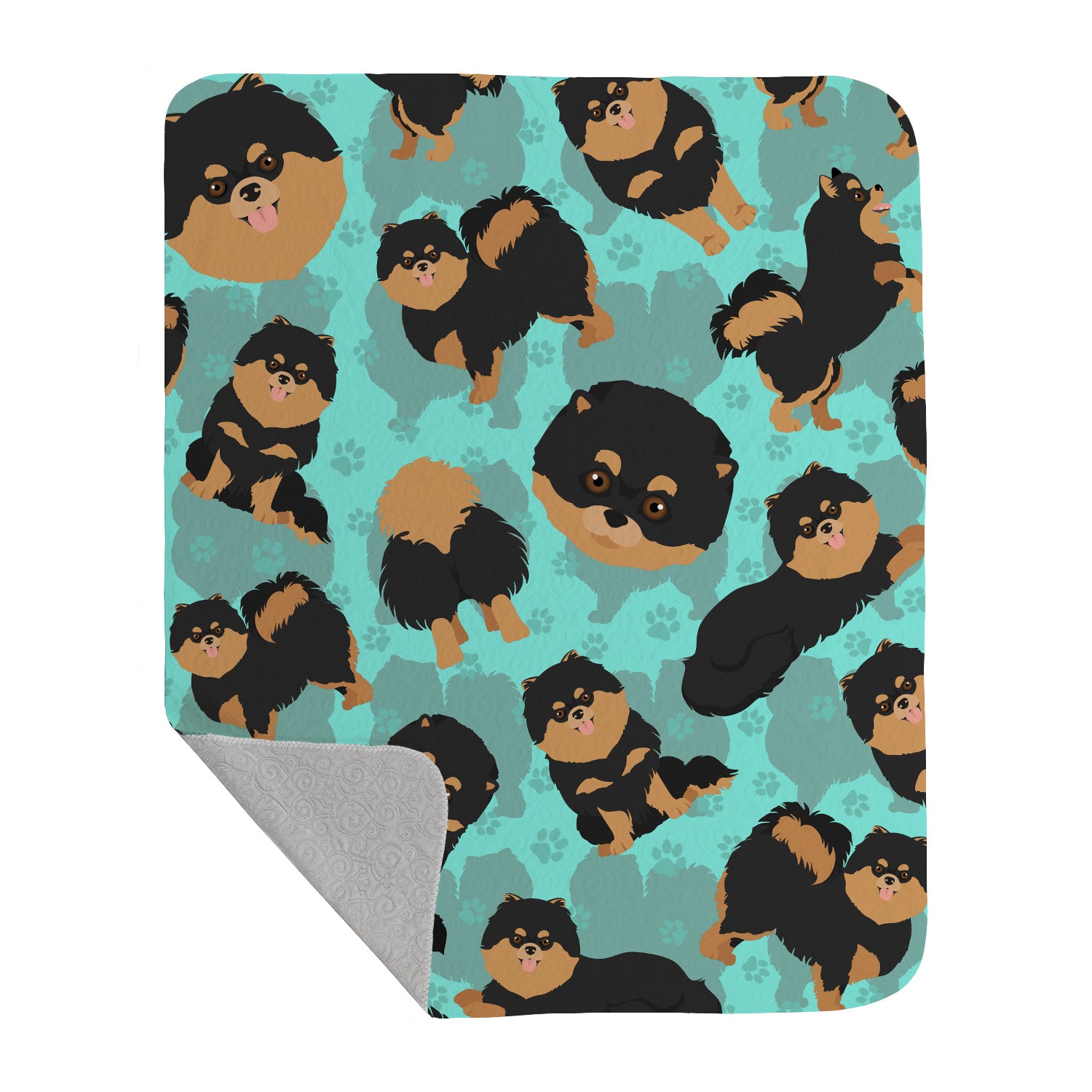 Buy this Black and Tan Pomeranian Quilted Blanket 50x60