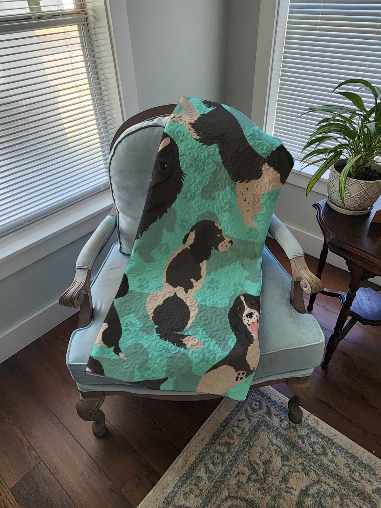 Black and White English Springer Spaniel Quilted Blanket 50x60 - the-store.com