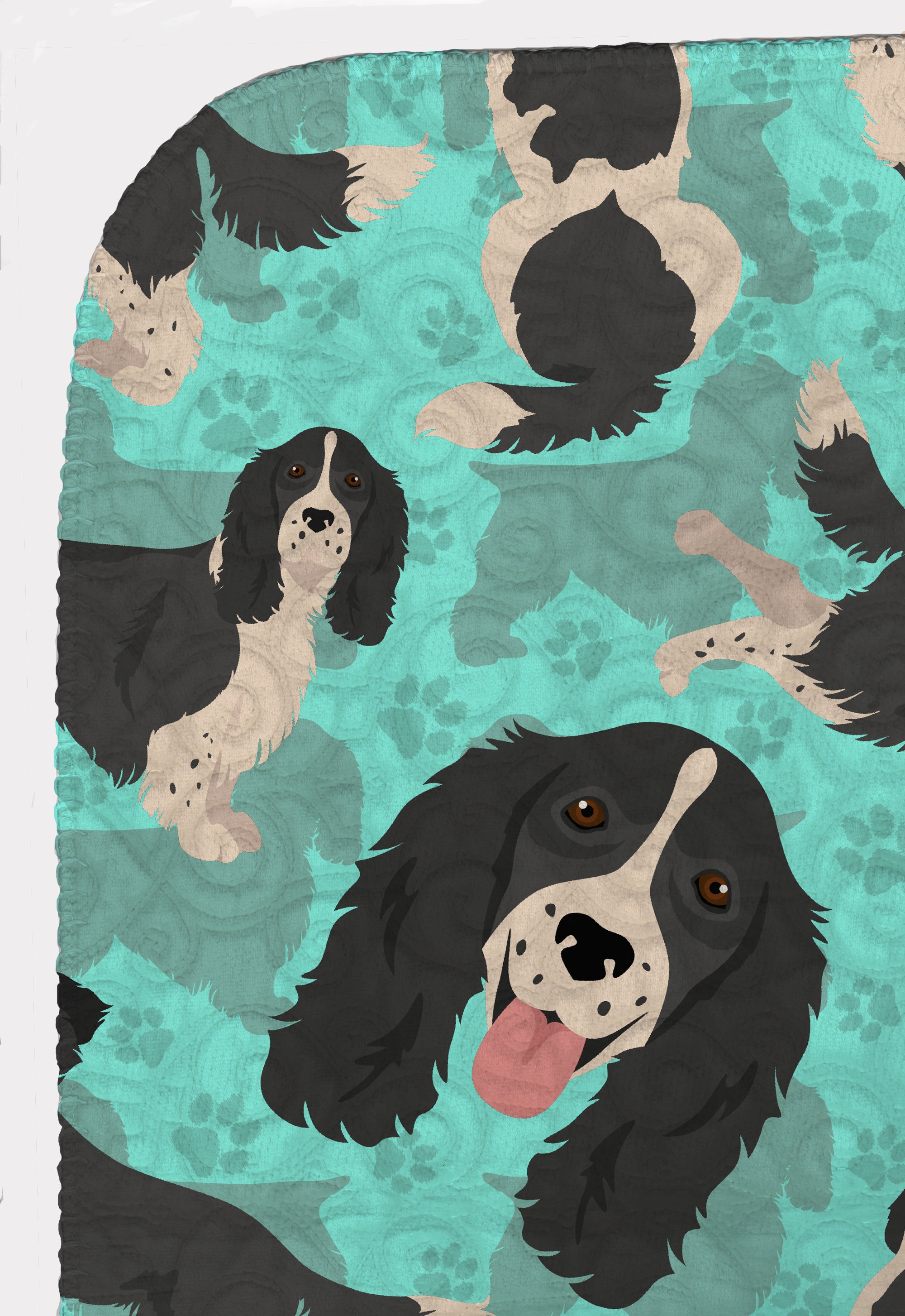 Black and White English Springer Spaniel Quilted Blanket 50x60 - the-store.com