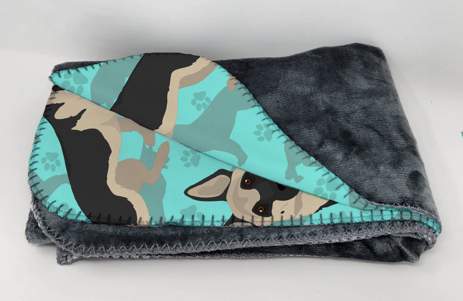 Buy this Black and Silver German Shepherd Soft Travel Blanket with Bag