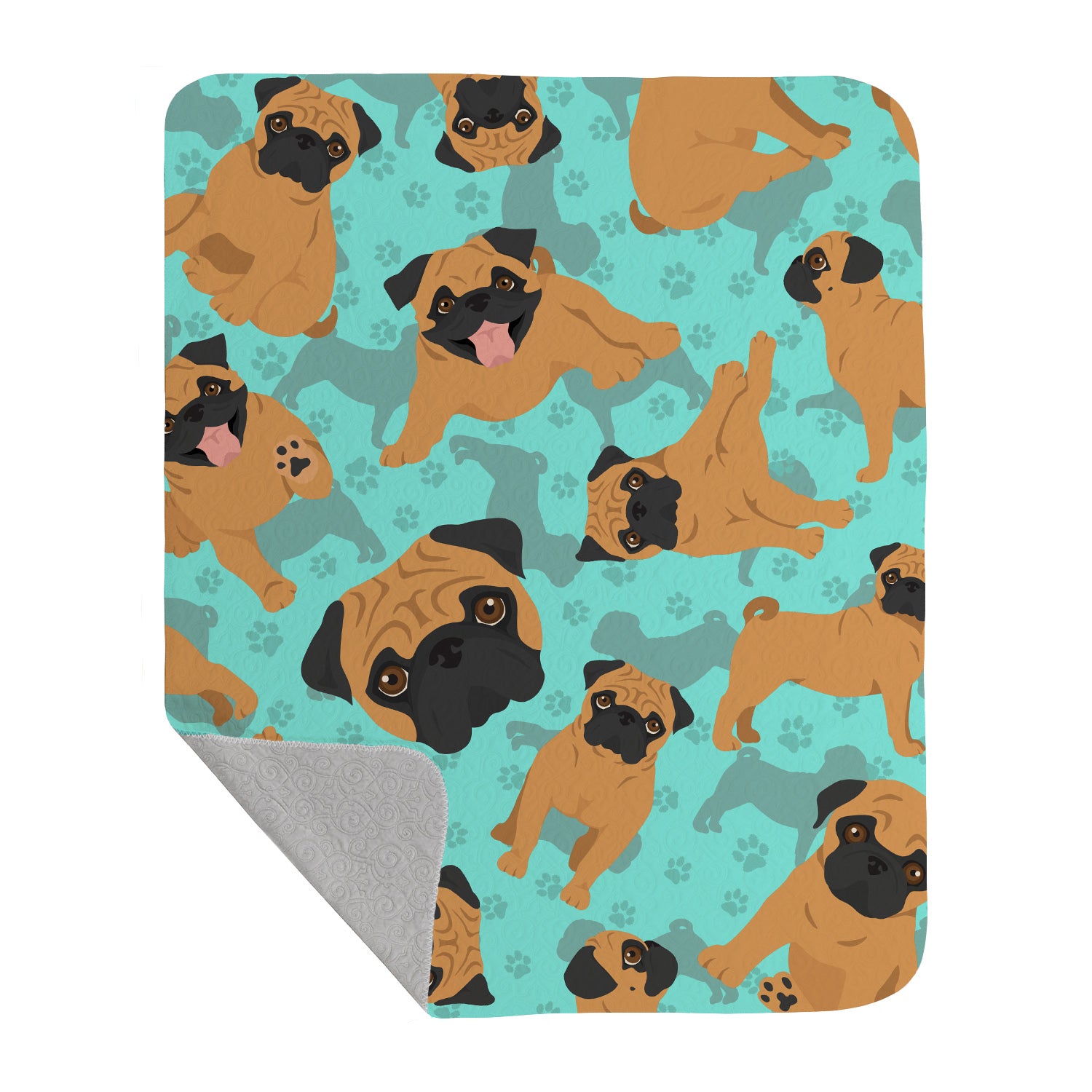 Buy this Apricot Pug Quilted Blanket 50x60