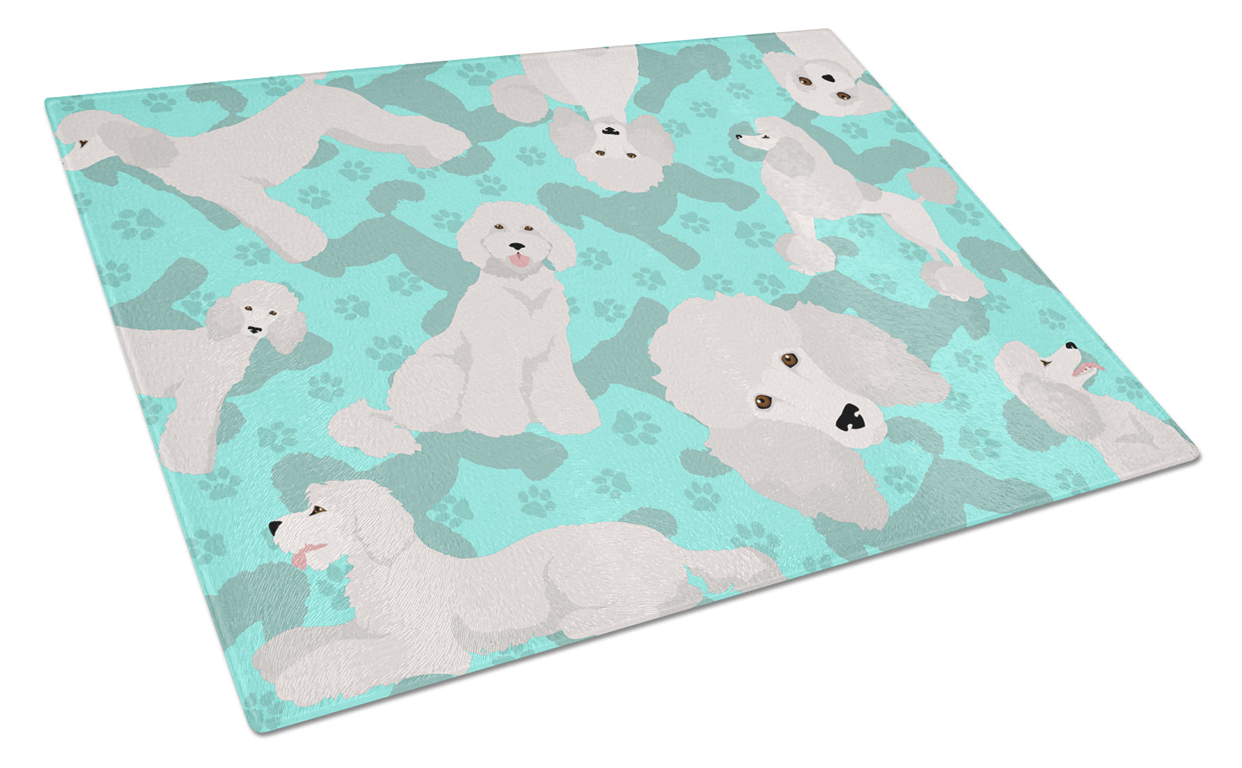 Buy this White Standard Poodle Glass Cutting Board Large