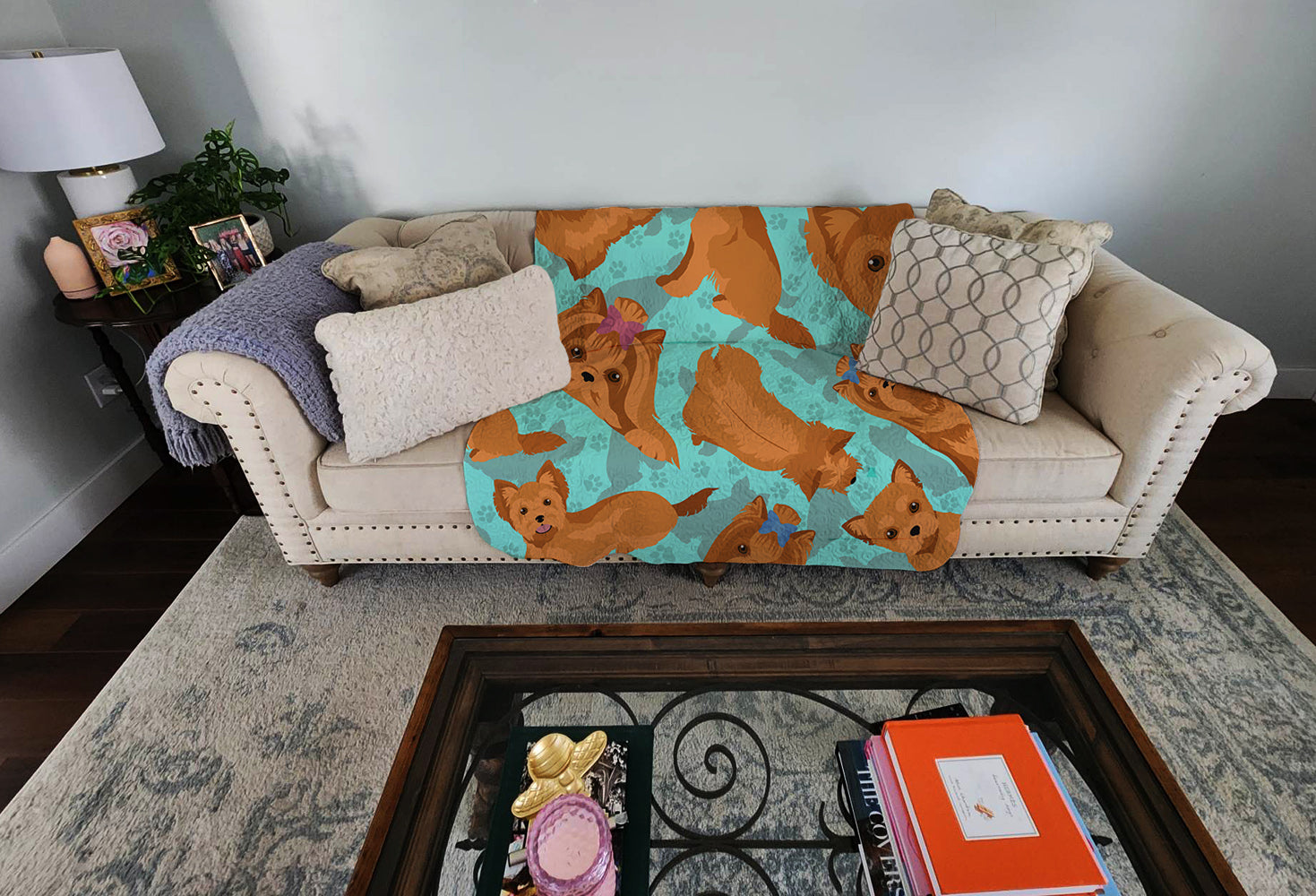 Red Yorkie Quilted Blanket 50x60 - the-store.com
