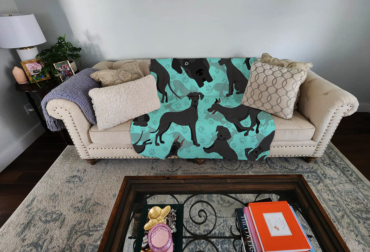 Black Great Dane Quilted Blanket 50x60 - the-store.com