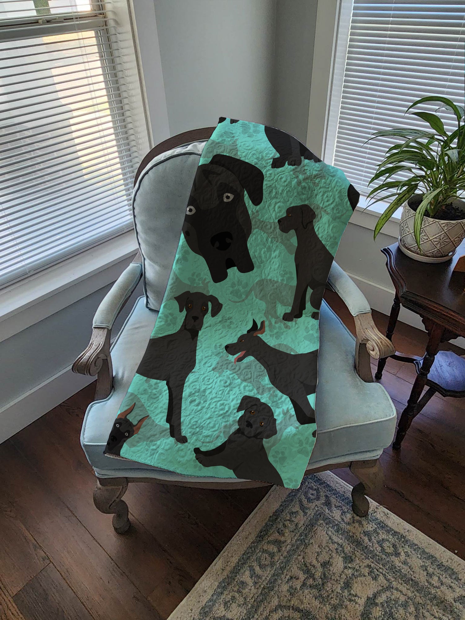 Black Great Dane Quilted Blanket 50x60 - the-store.com