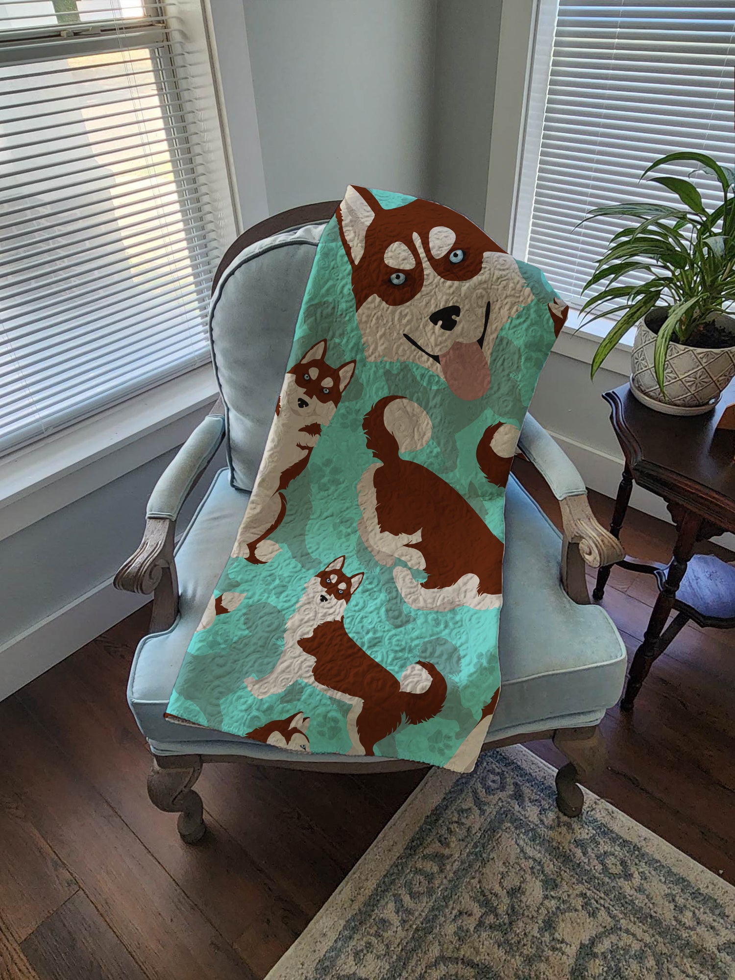 Red Siberian Husky Quilted Blanket 50x60 - the-store.com